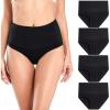 imagewirarpa Womens Cotton Stretch Underwear Briefs Soft Breathable High Waisted Full Coverage Ladies Panties MultipackBlack