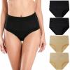 imagewirarpa Womens Cotton Stretch Underwear Briefs Soft Breathable High Waisted Full Coverage Ladies Panties MultipackBlack beige