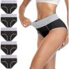 imagewirarpa Womens Cotton Underwear High Waist Stretch Briefs Soft Underpants Ladies Full Coverage Panties 5 PackBlack