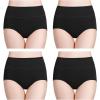 imagewirarpa Womens Cotton Underwear High Waisted Ladies Panties Full Coverage Briefs 4 Pack Regular ampamp Plus SizeBlack  Set 3