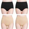 imagewirarpa Womens Cotton Underwear High Waisted Ladies Panties Full Coverage Briefs 4 Pack Regular ampamp Plus SizeBlackBeige  Set 4