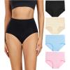 imagewirarpa Womens Cotton Underwear High Waisted Ladies Panties Full Coverage Briefs 4 Pack Regular ampamp Plus SizeBlackBeigeLight BlueLight Pink  Set 1