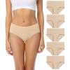 imagewirarpa Womens Cotton Underwear Stretch Mid Waisted Briefs Ladies Panties 5 Pack Regular ampamp Plus SizeBeige5pack