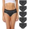 imagewirarpa Womens Cotton Underwear Stretch Mid Waisted Briefs Ladies Panties 5 Pack Regular ampamp Plus SizeBlack5 Pack