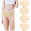 imagewirarpa Womens Underwear Cotton Mid Waisted Ladies Panties Full Coverage Briefs 4 Pack Regular ampamp Plus SizeBeige4 Pack