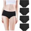 imagewirarpa Womens Underwear Cotton Mid Waisted Ladies Panties Full Coverage Briefs 4 Pack Regular ampamp Plus SizeBlack4 Pack