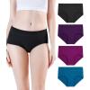 imagewirarpa Womens Underwear Cotton Mid Waisted Ladies Panties Full Coverage Briefs 4 Pack Regular ampamp Plus SizeBlackPurpleRedBlue