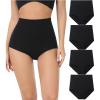 imagewirarpa Womens Underwear Cotton Super High Waisted Briefs Stretch Full Coverage Panties 4 PackBlack