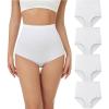 imagewirarpa Womens Underwear Cotton Super High Waisted Briefs Stretch Full Coverage Panties 4 PackWhite