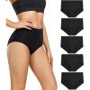 imagewirarpa Womens Underwear High Waisted Ladies Cotton Panties Soft Full Coverage Briefs 5 Pack Regular ampamp Plus SizeBlack5p