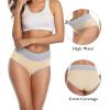 imagewirarpa Womens Cotton Underwear High Waist Stretch Briefs Soft Underpants Ladies Full Coverage Panties 5 PackBeige