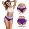 imagewirarpa Womens Cotton Underwear High Waist Stretch Briefs Soft Underpants Ladies Full Coverage Panties 5 PackBlack  Purple  White  Navy  Red