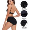 imagewirarpa Womens Cotton Underwear High Waist Stretch Briefs Soft Underpants Ladies Full Coverage Panties 5 PackDark Black