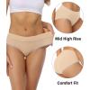imagewirarpa Womens Cotton Underwear Stretch Mid Waisted Briefs Ladies Panties 5 Pack Regular ampamp Plus SizeBeige5pack