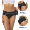 imagewirarpa Womens Cotton Underwear Stretch Mid Waisted Briefs Ladies Panties 5 Pack Regular ampamp Plus SizeBlack5 Pack