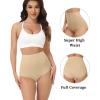 imagewirarpa Womens Underwear Cotton Super High Waisted Briefs Stretch Full Coverage Panties 4 PackBeige
