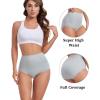 imagewirarpa Womens Underwear Cotton Super High Waisted Briefs Stretch Full Coverage Panties 4 PackGrey