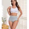imagewirarpa Womens Underwear Cotton Super High Waisted Briefs Stretch Full Coverage Panties 4 PackGrey