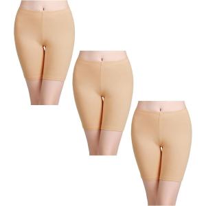 imagewirarpa Womens Anti Chafing Cotton Underwear Boy Shorts Long Leg Boyshorts Panties 3 PackBeige