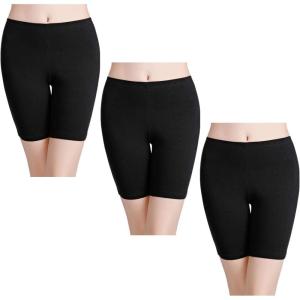 imagewirarpa Womens Anti Chafing Cotton Underwear Boy Shorts Long Leg Boyshorts Panties 3 PackBlack3 Pack
