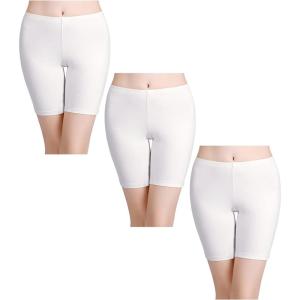 imagewirarpa Womens Anti Chafing Cotton Underwear Boy Shorts Long Leg Boyshorts Panties 3 PackWhite