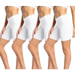 imagewirarpa Womens Cotton Boy Shorts Underwear Anti Chafing Soft Biker Short Plus Boy Shorts Panties 4 PackWhite4 Pack