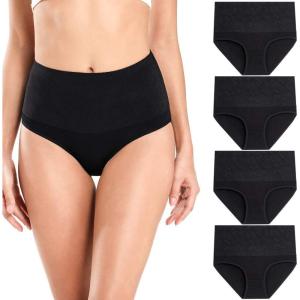 imagewirarpa Womens Cotton Stretch Underwear Briefs Soft Breathable High Waisted Full Coverage Ladies Panties MultipackBlack