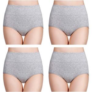 imagewirarpa Womens Cotton Underwear High Waisted Ladies Panties Full Coverage Briefs 4 Pack Regular ampamp Plus SizeHeather Gray  Set 15