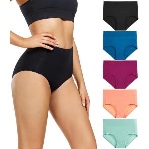 imagewirarpa Womens Underwear High Waisted Ladies Cotton Panties Soft Full Coverage Briefs 5 Pack Regular ampamp Plus SizeMulticolor035 Pack