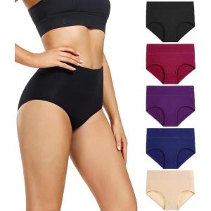 imagewirarpa Womens Underwear High Waisted Ladies Cotton Panties Soft Full Coverage Briefs 5 Pack Regular ampamp Plus SizeMulticolored035 Pack