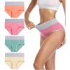 imagewirarpa Womens Cotton Underwear High Waist Breathable Briefs Soft Underpants Ladies Stretch Panties 4 PackMulticolor