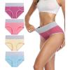imagewirarpa Womens Cotton Underwear High Waist Breathable Briefs Soft Underpants Ladies Stretch Panties 4 PackMulticolored054pack