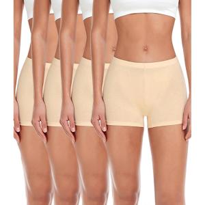 imagewirarpa Womens Boyshorts Panties Cotton Boxer Briefs for Ladies Underwear Shorts with Cotton Crotch 4 PackBeige