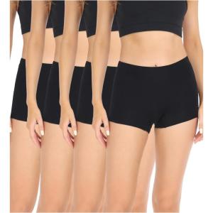 imagewirarpa Womens Boyshorts Panties Cotton Boxer Briefs for Ladies Underwear Shorts with Cotton Crotch 4 PackBlack