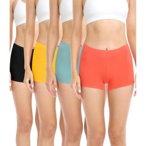 imagewirarpa Womens Boyshorts Panties Cotton Boxer Briefs for Ladies Underwear Shorts with Cotton Crotch 4 PackBlackGreenOrangeYellow