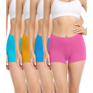 imagewirarpa Womens Boyshorts Panties Cotton Boxer Briefs for Ladies Underwear Shorts with Cotton Crotch 4 PackPinkSky BlueYellowLight Blue