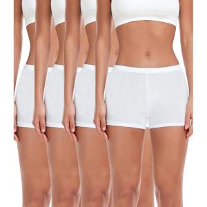 imagewirarpa Womens Boyshorts Panties Cotton Boxer Briefs for Ladies Underwear Shorts with Cotton Crotch 4 PackWhite