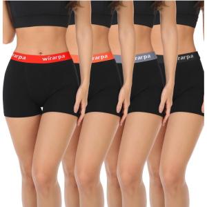 imagewirarpa Womens Cotton Boxer Briefs Underwear Boy Shorts 3quot Inseam 4 PackBlack