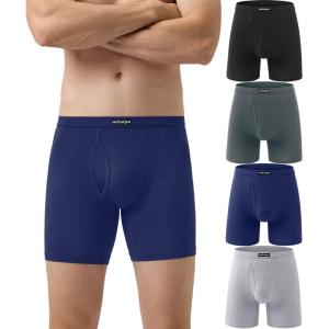 imagewirarpa Mens Underwear Boxer Briefs Micro Modal Covered Band Underpants with Fly 4 PackBlackBlueHeather GrayDark Gray