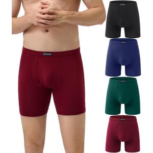 imagewirarpa Mens Underwear Boxer Briefs Micro Modal Covered Band Underpants with Fly 4 PackBlackRedBlueGreen