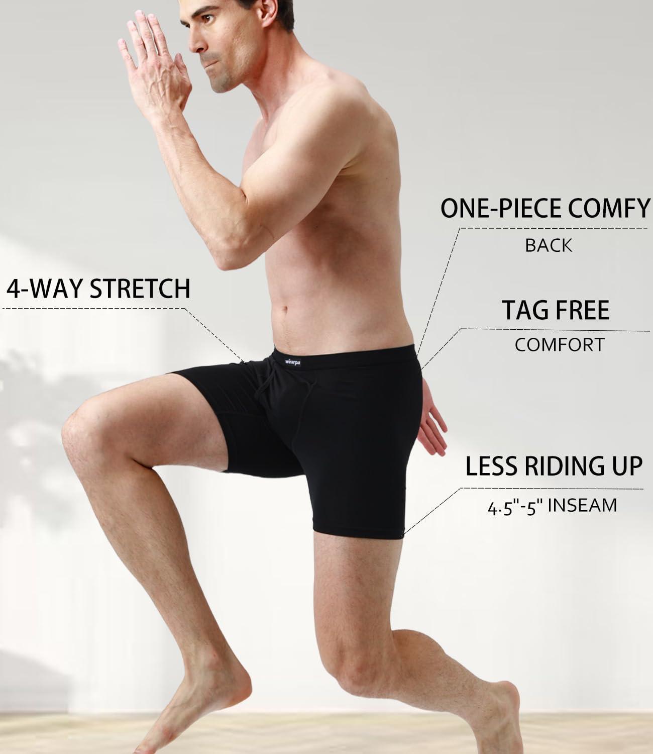 imagewirarpa Mens Underwear Boxer Briefs Micro Modal Covered Band Underpants with Fly 4 PackBlack