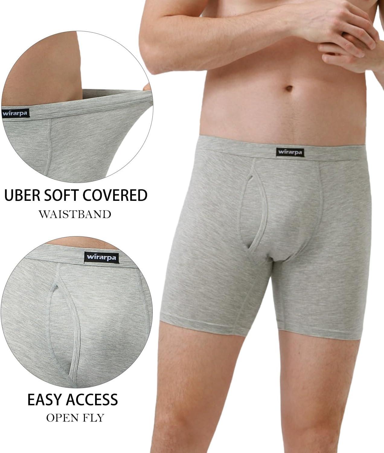 imagewirarpa Mens Underwear Boxer Briefs Micro Modal Covered Band Underpants with Fly 4 PackBlackBlueHeather GrayDark Gray