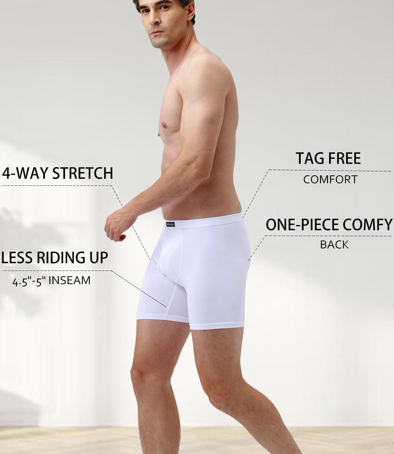 imagewirarpa Mens Underwear Boxer Briefs Micro Modal Covered Band Underpants with Fly 4 PackWhite