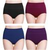 imagewirarpa Womens Cotton Underwear High Waisted Ladies Panties Full Coverage Briefs 4 Pack Regular ampamp Plus SizeBlackDeep RedNavy BluePurple  Set 8