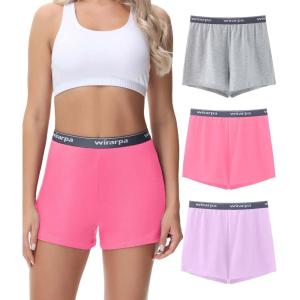 imagewirarpa Womens Cotton Sleep Shorts Comfywear Lounge Pajama Shorts 3 PackHeather GrayRedLight Purple