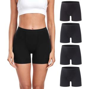 imagewirarpa Womens Modal Boy Shorts Panties Soft Microfiber Boxer Briefs Underwear 4 PackBlack4 Pack