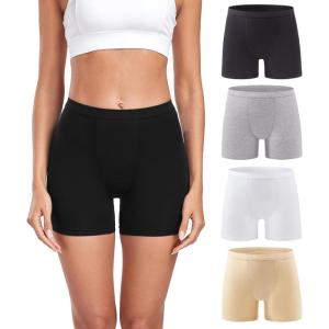 imagewirarpa Womens Modal Boy Shorts Panties Soft Microfiber Boxer Briefs Underwear 4 PackBlackHeather GreyBeigeWhite