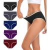 imagewirarpa Womens Cotton Underwear Mid Low Rise Full Briefs Breathable Ladies Regular Plus Size Panties 5 PackBlackGreyBluePurpleRed