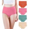 imagewirarpa Womens Modal Underwear Soft High Waist Briefs Ladies Panties 4 Pack Regular ampamp Plus SizeOrangePinkGreenBeige