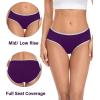 imagewirarpa Womens Cotton Underwear Mid Low Rise Full Briefs Breathable Ladies Regular Plus Size Panties 5 PackBlackGreyBluePurpleRed